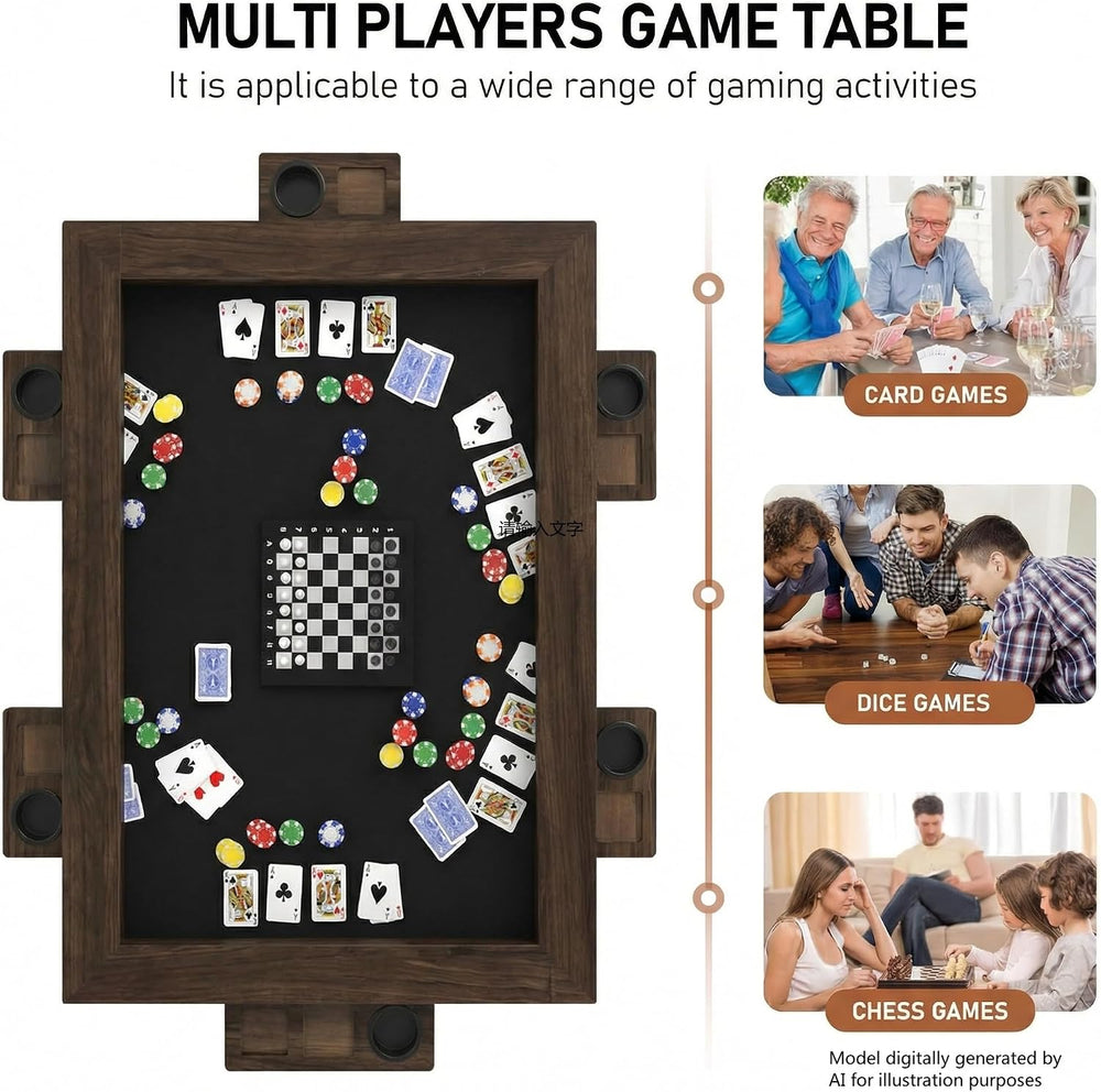 ARTETHYS Board Game Table with Mat & Removable Top Panels for 4-6 Players
