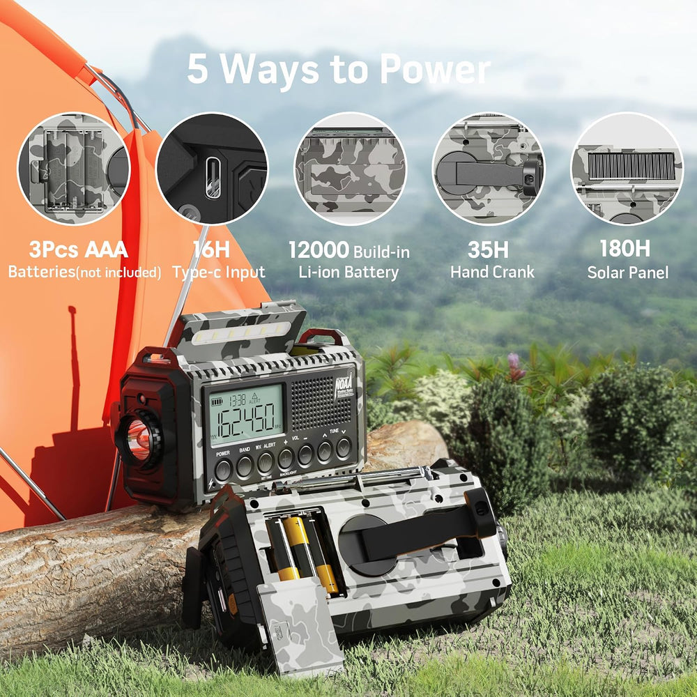 Mesqool Emergency Radio NOAA/AM/FM/SW, 12000mAh Battery Powered
