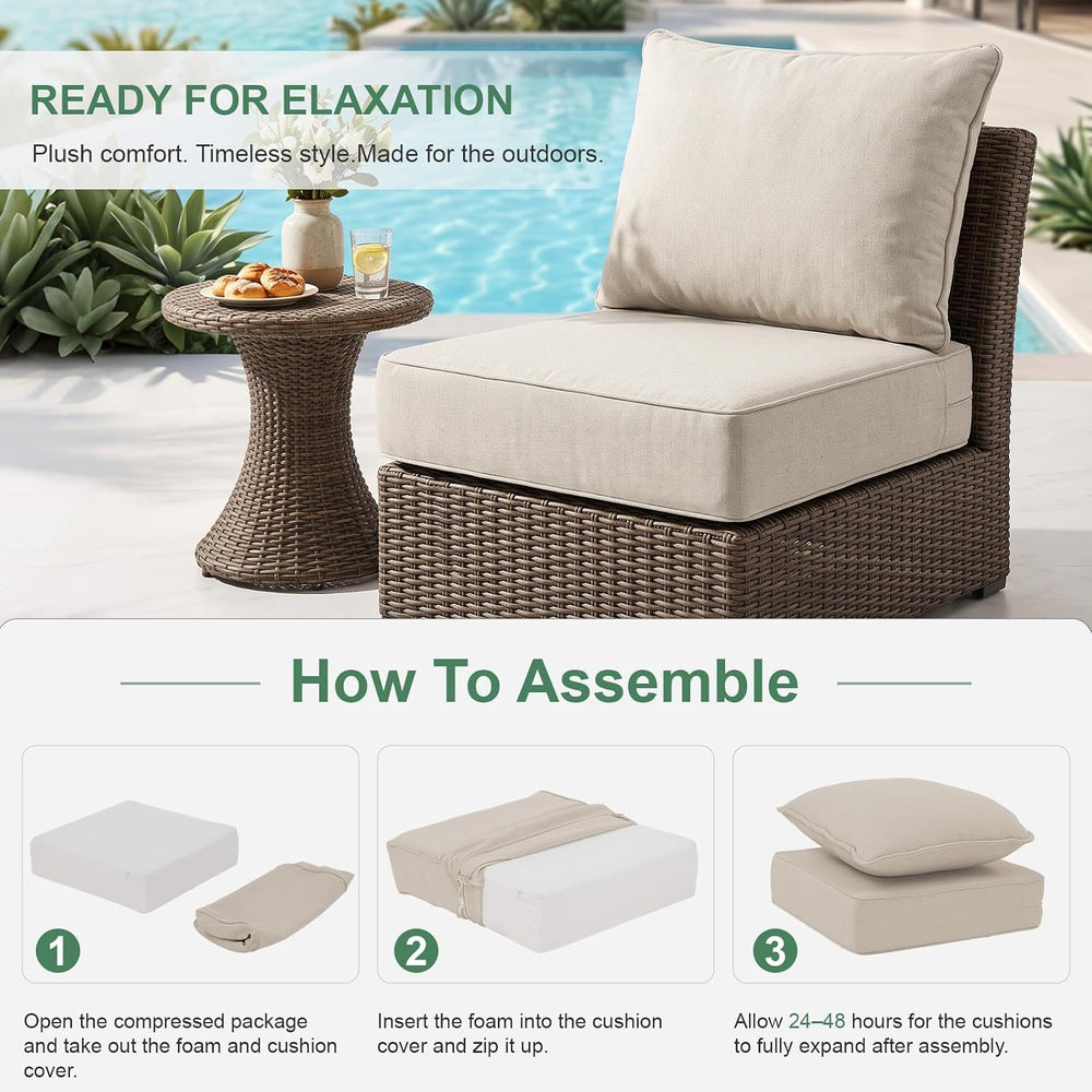 Outdoor Chair Cushions 22 x 24 x 6 Inch, 100% Olefin Patio Furniture Cushions...