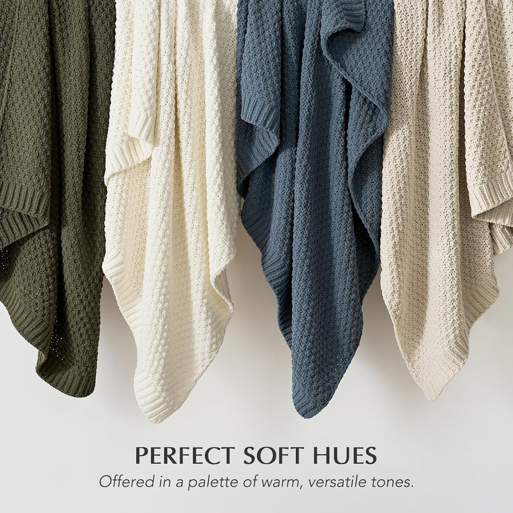 EVERGRACEHOME Chunky Chenille Knit Throw Blanket, 50 x 60, Olive Green