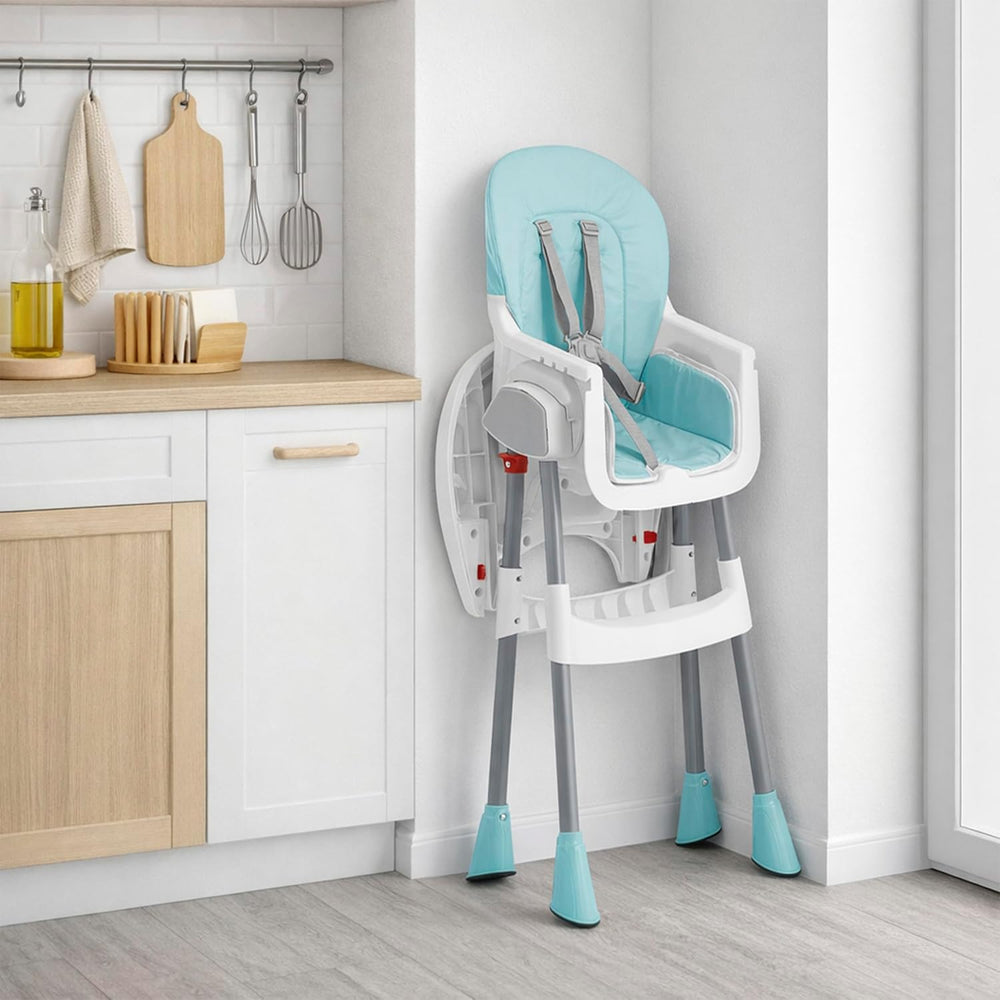 Dream On Me TableTalk 2-in-1 Convertible High Chair, 5-Point Harness, Aqua