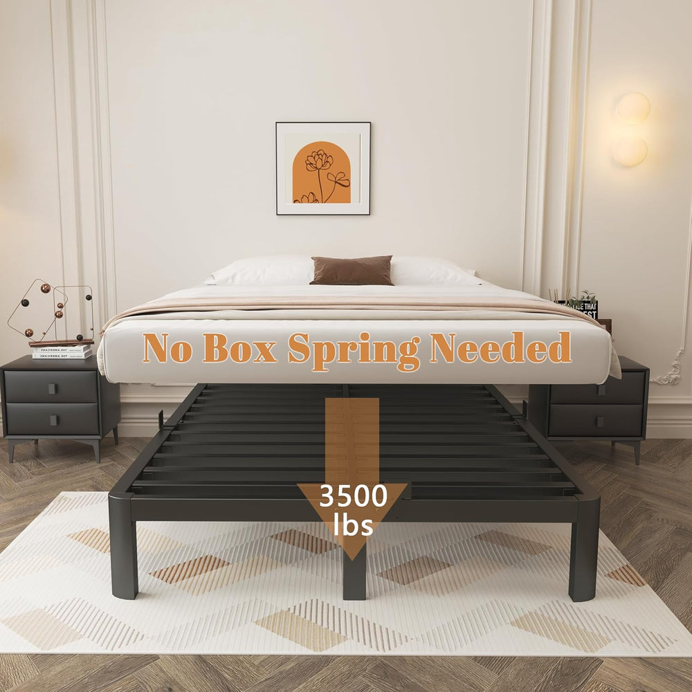 10 Inch King Bed Frame with Metal Gasket, Black Platform Bed Base