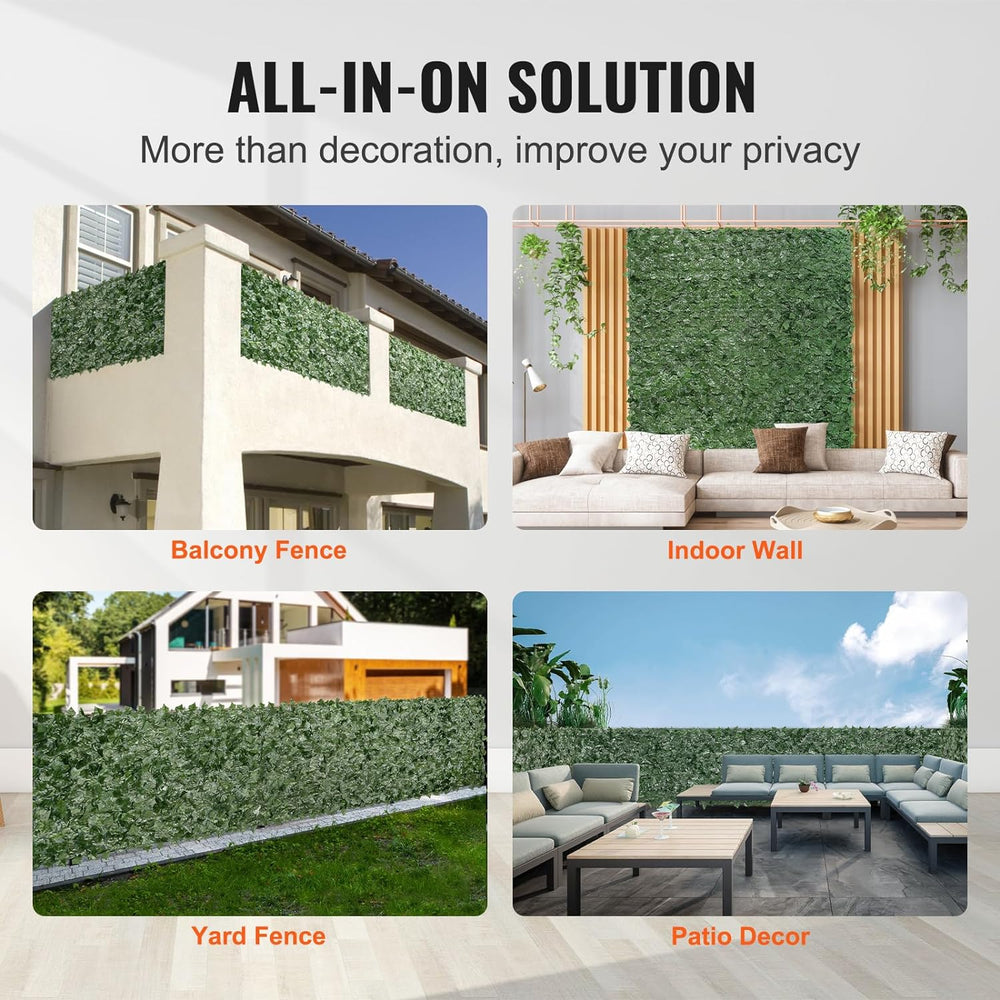 VEVOR Artificial Ivy Privacy Fence Screen, 59 x 118 in Faux Ivy Vine Leaf Hed...