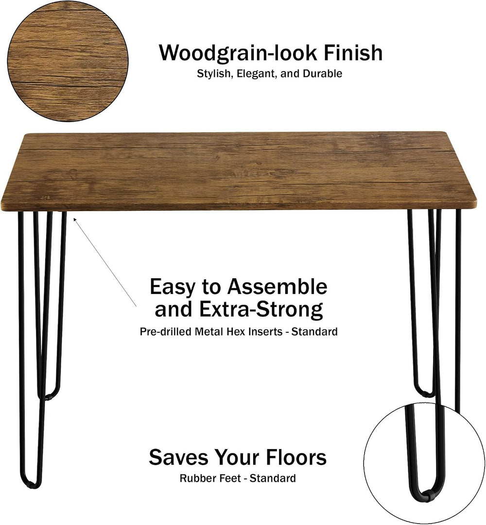 Desk with Hairpin Legs - Modern Industrial Style Home Decor - Woodgrain-Look ...