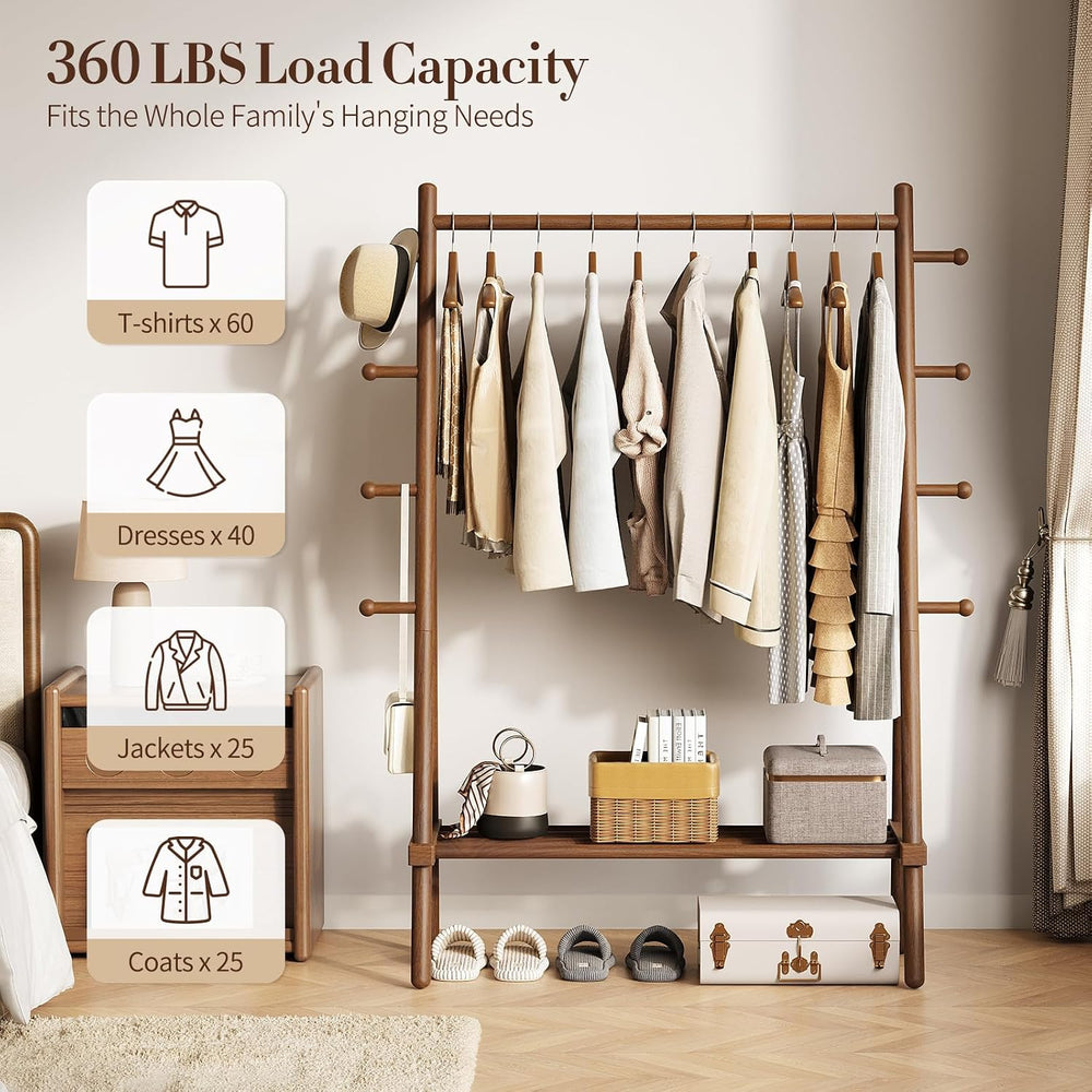 Yoobure Solid Wood Clothes Rack - Heavy Duty Clothing Racks for Hanging Cloth...