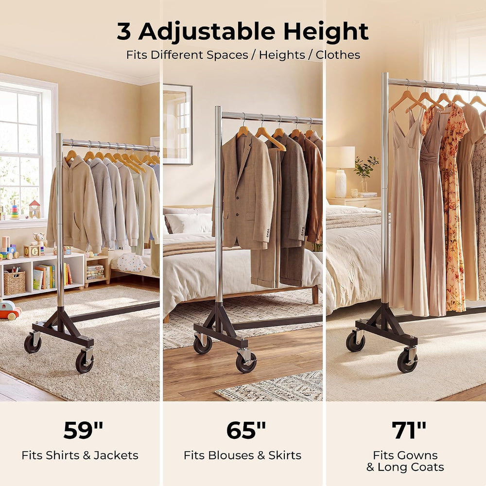HOKEEPER Clothes Rack Z Rack Heavy Duty Clothing Rack with Lockable Wheels