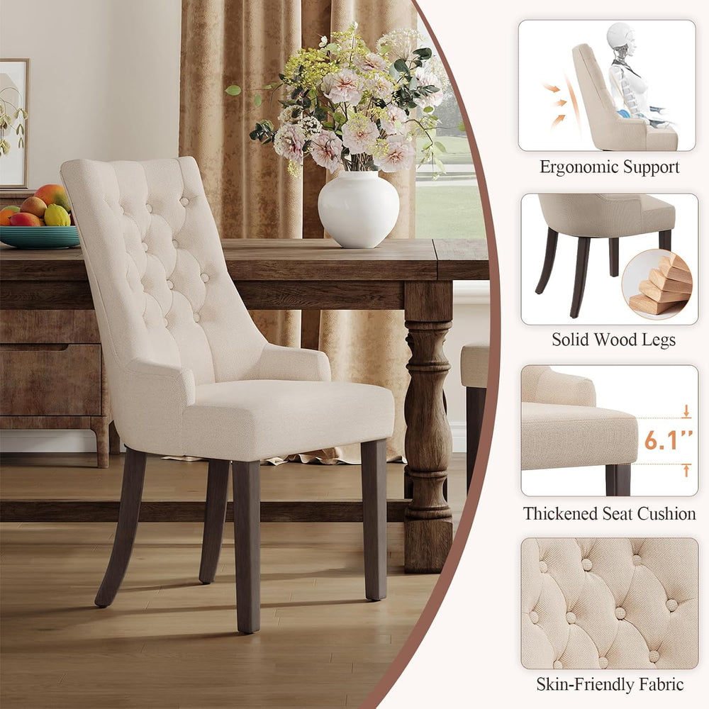 COLAMY Wingback Dining Chairs Set of 2, Beige