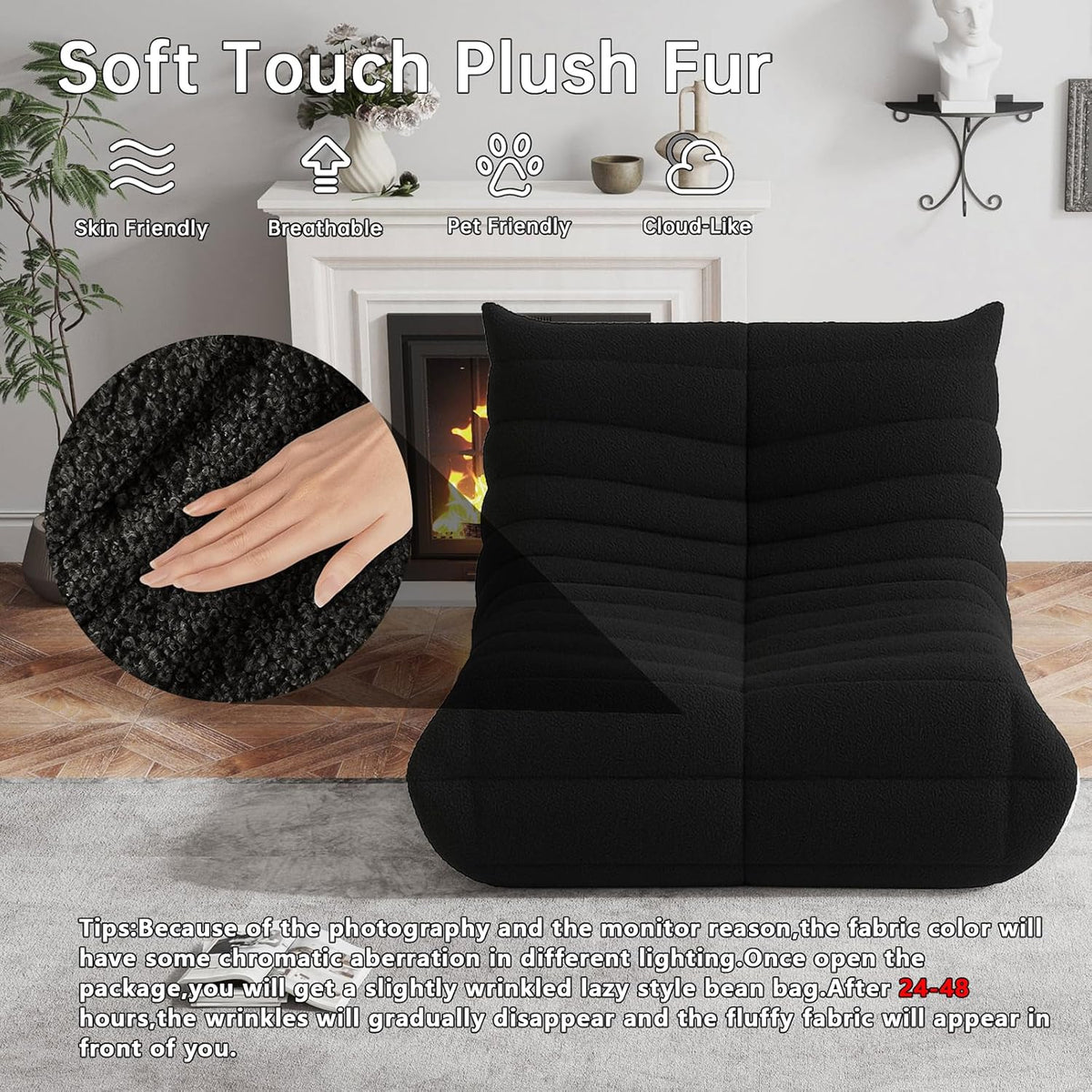 WHGBJA Bean Bag Chair for Adults, Lazy Bean Bag Sofa for Bedroom, Living Room, Reading, Gaming Floor Sofa Chair, Comfy