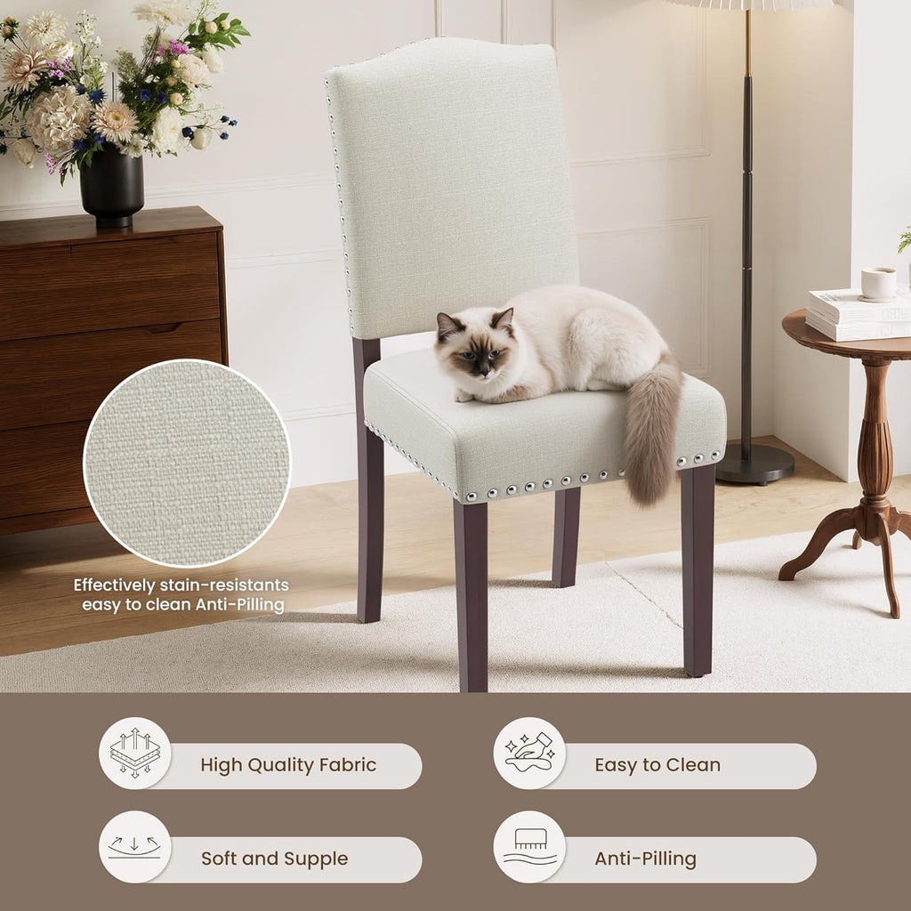 Upholstered Dining Chairs Set of 2 with Thickened Seat Cushion