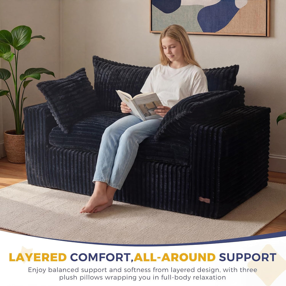 MAXYOYO Boneless Couch, 59-Inch Couch in a Box, Deep Loveseat