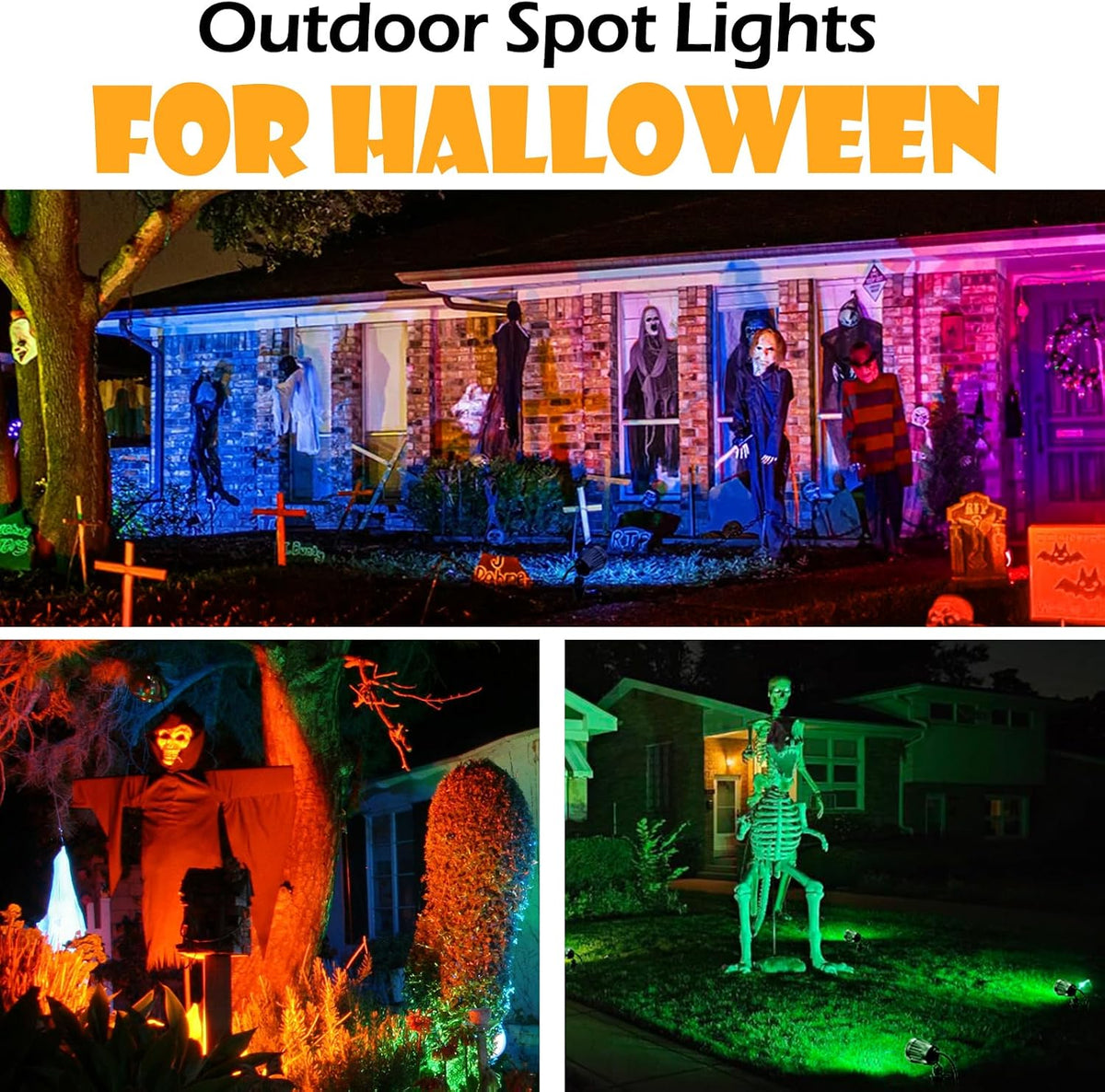Halloween Spotlights Outdoor,120V Timer Remote Control,4 Pack