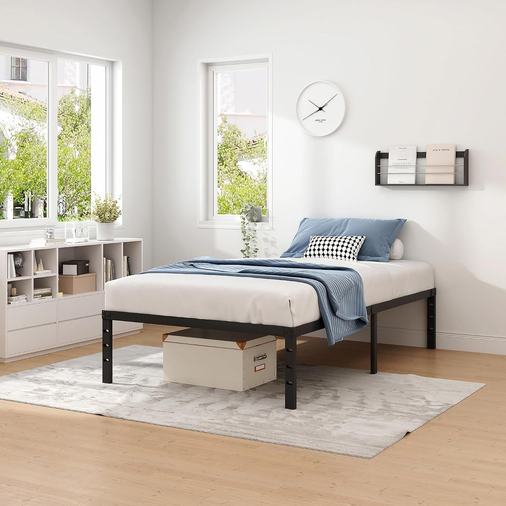 NEW JETO Metal Bed Frame,Twin Size Bed Frame with Storage Space,14 Inch
