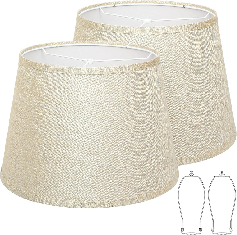 Drum Lamp Shades Set of 2, 12"Top x 16"Bottom x 11"High, Champ...