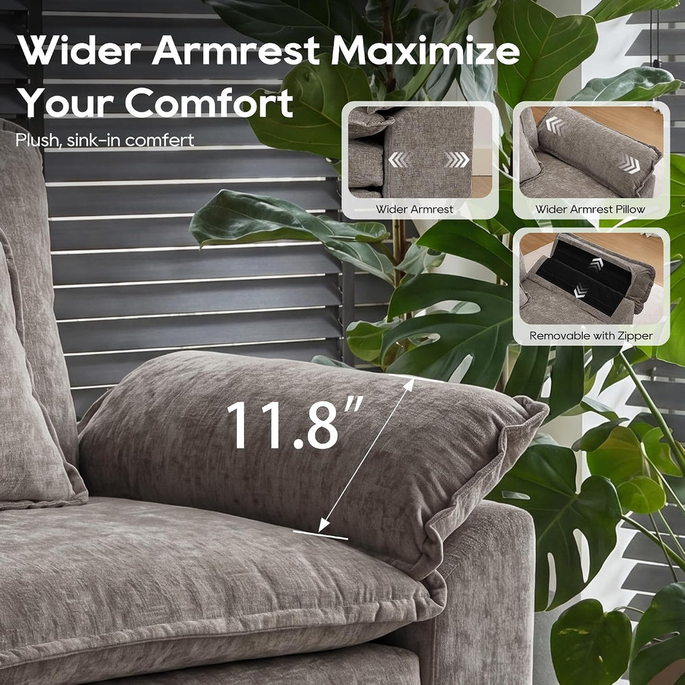 URRED Oversized Modular Sectional Sofa，Gray：122" U Shaped