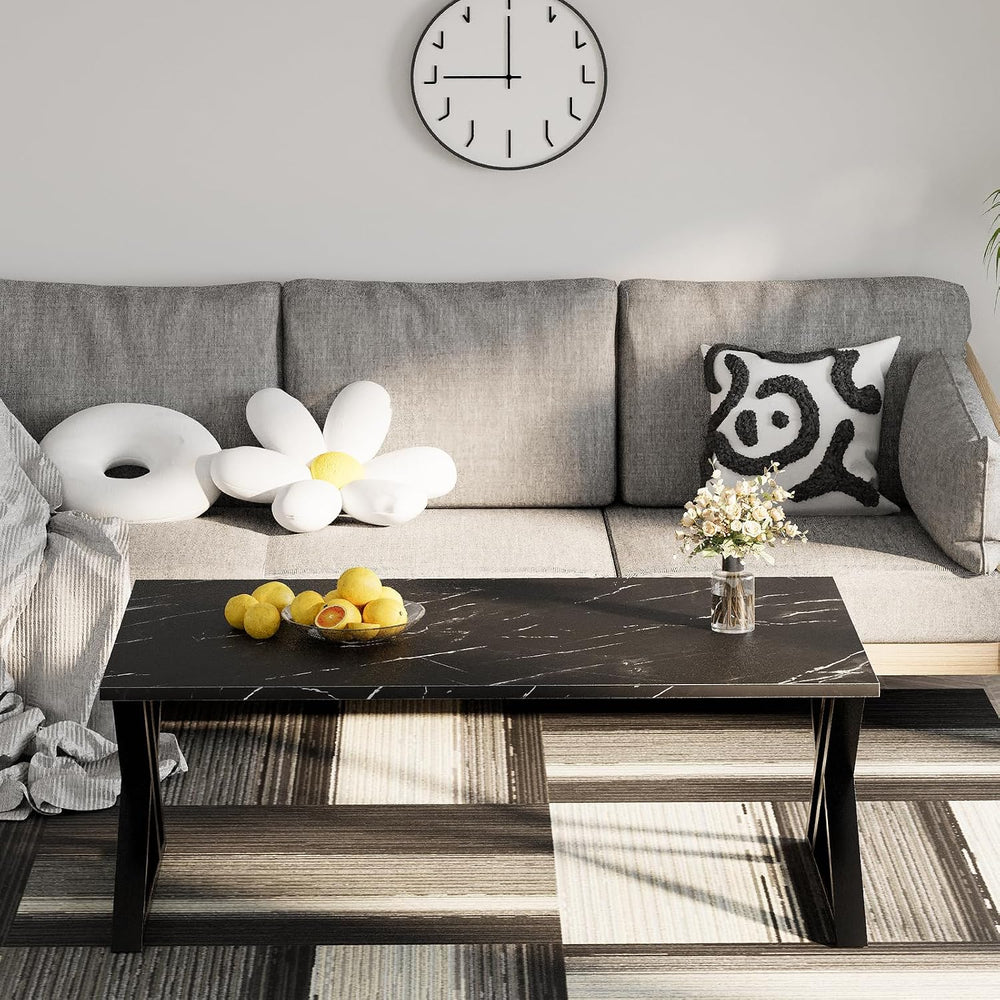 Wolawu Coffee Table Living Room Tables Black Coffee Tables for Home Office