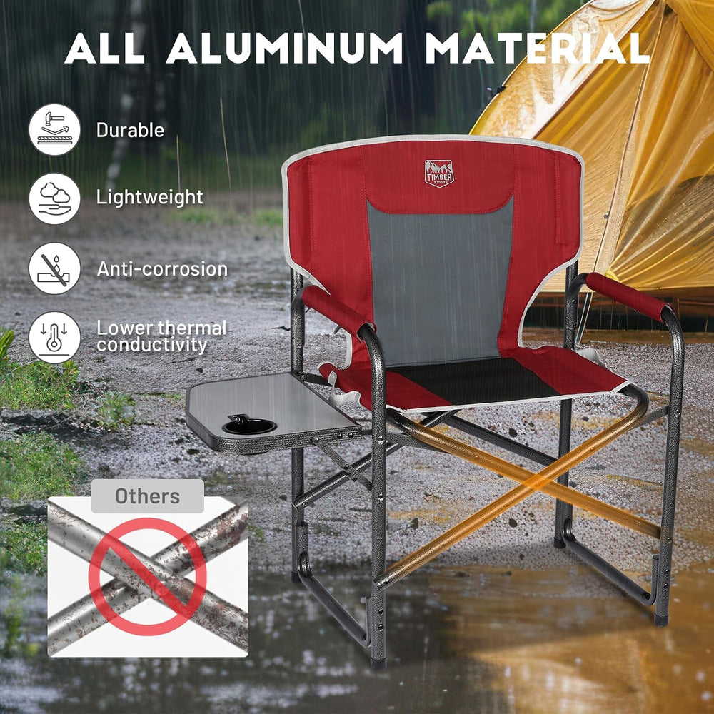 TIMBER RIDGE Lightweight Oversized Camping Chair, Aluminum Directors Chair wi...