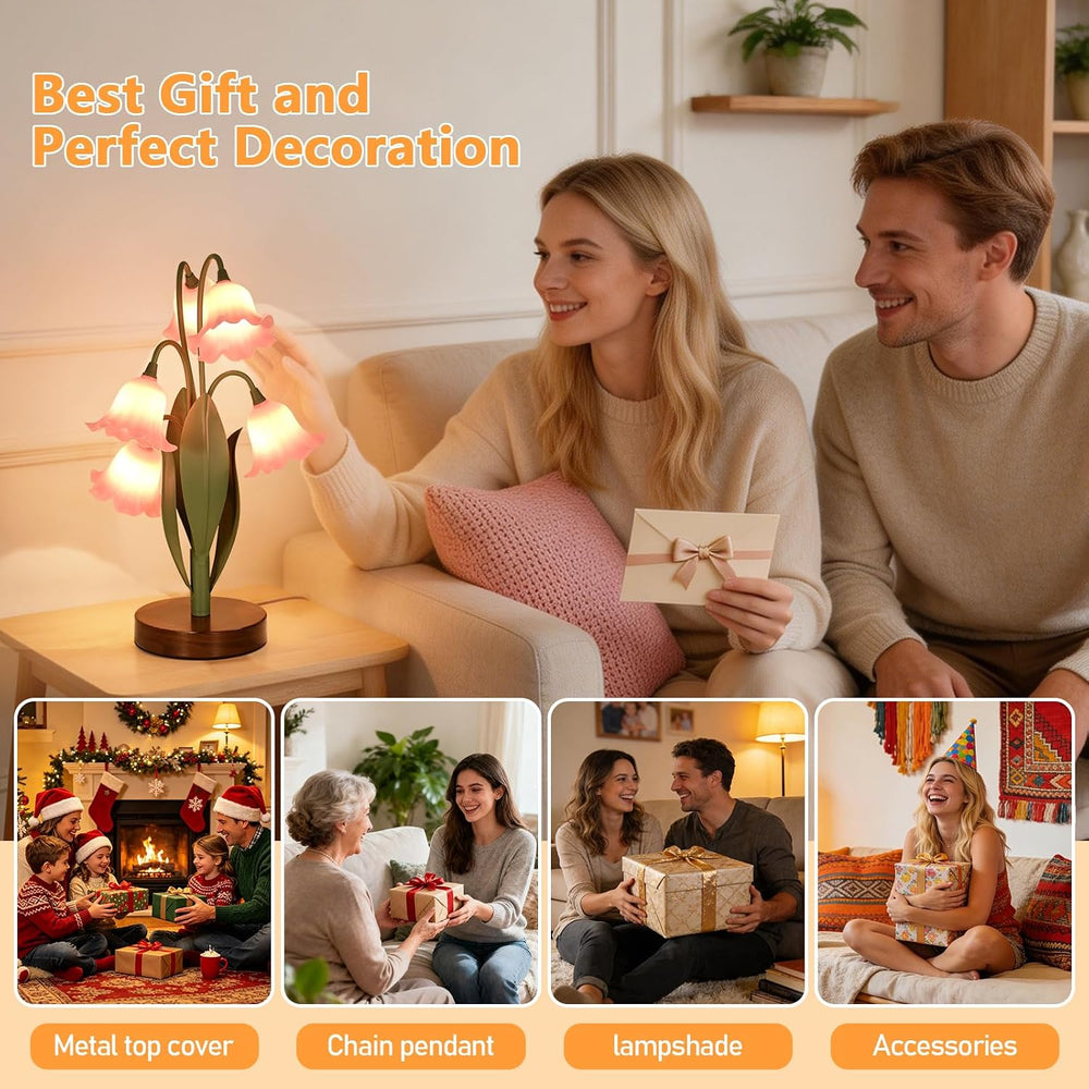 Flower Table Lamp for Bedroom, LED Cute Reading Light