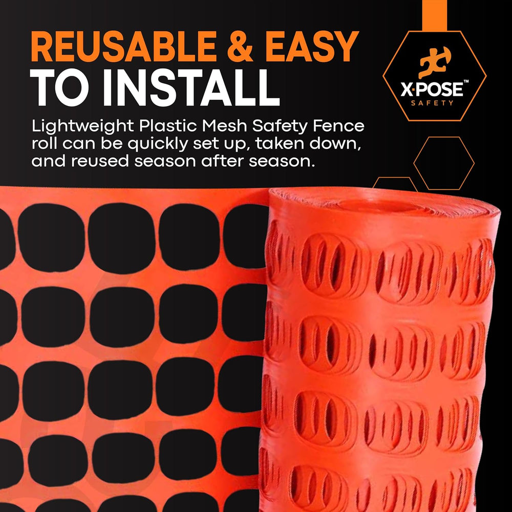 Xpose Safety Plastic Mesh Safety Fence – Heavy Duty Orange Temporary Garden F...