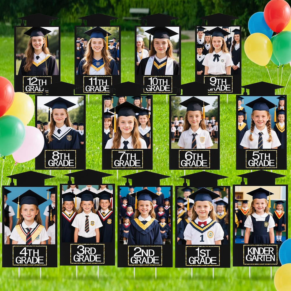 Briwooody 13 Pcs K-12 Graduation Yard Signs 2026 Photo Stakes,Black