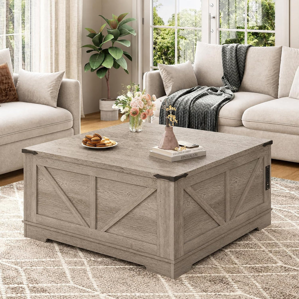 EAG 40" Large Lift Top Coffee Table with Storage, Grey