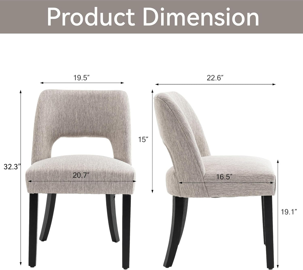 VKNOW Dining Chairs Set of 4, Fabric Dining Chairs, Grey-Black Legs