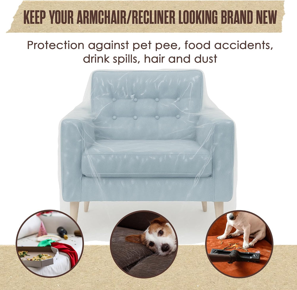 Plastic Recliner Cover, Armchair Covers, Chair Protector, Clear, 2 PK