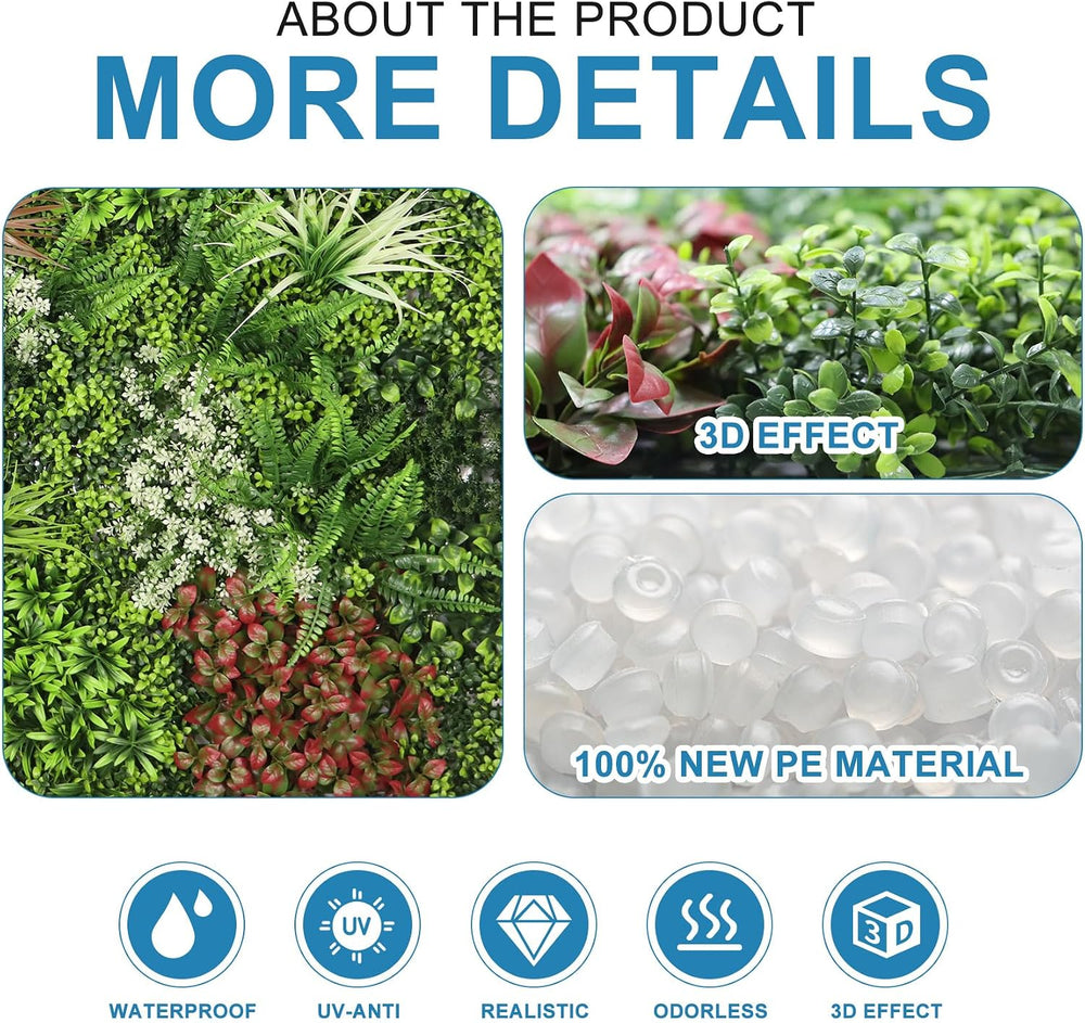 Artificial Ivy Privacy Fence 40"×120" Grass Wall Faux Greenery Back...