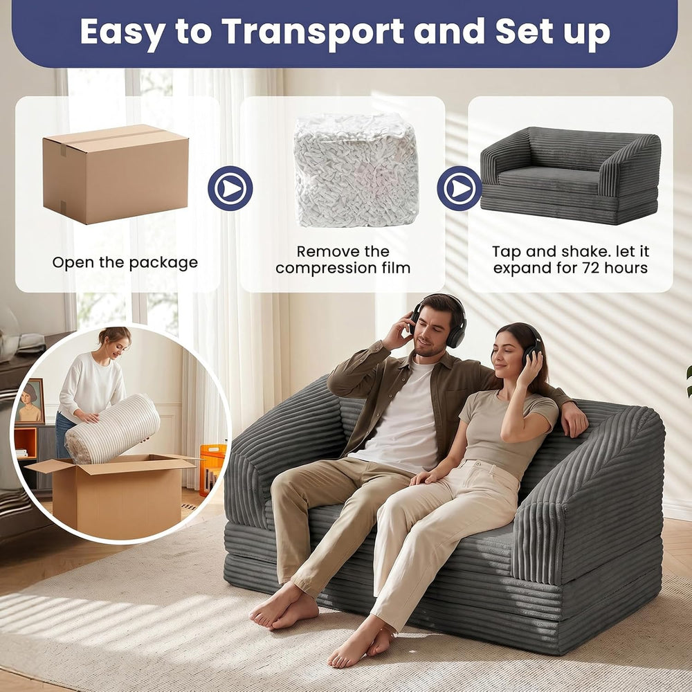 JUIKURY Convertible Sofa Bed, 3-in-1 Foldable Loveseat Couch with Armrest, Co...