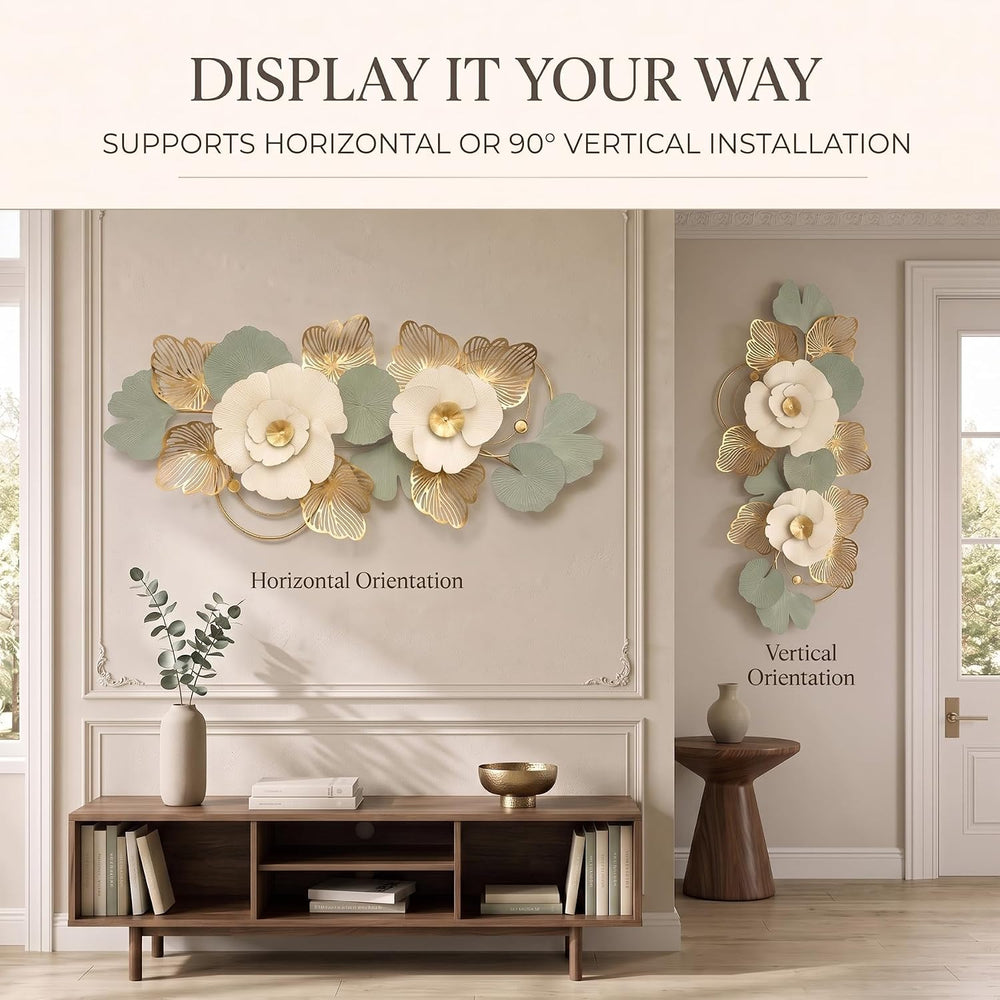 Axioglo Large 3D Metal Wall Decor,Flower Wall Art for Living Room