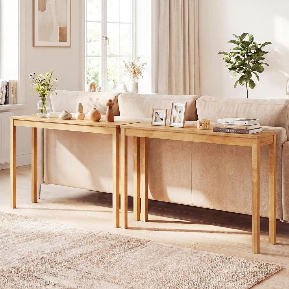 GIANTEX Natural Wood Console Table, 48" Narrow Entryway Table
