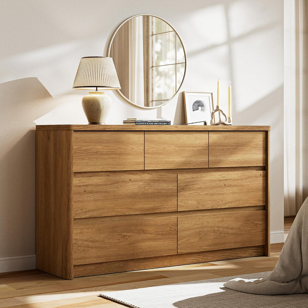 3 Pieces Bedroom Set, 55 Inch Width 7-Drawer Dresser & 2-Drawer Nightstan...