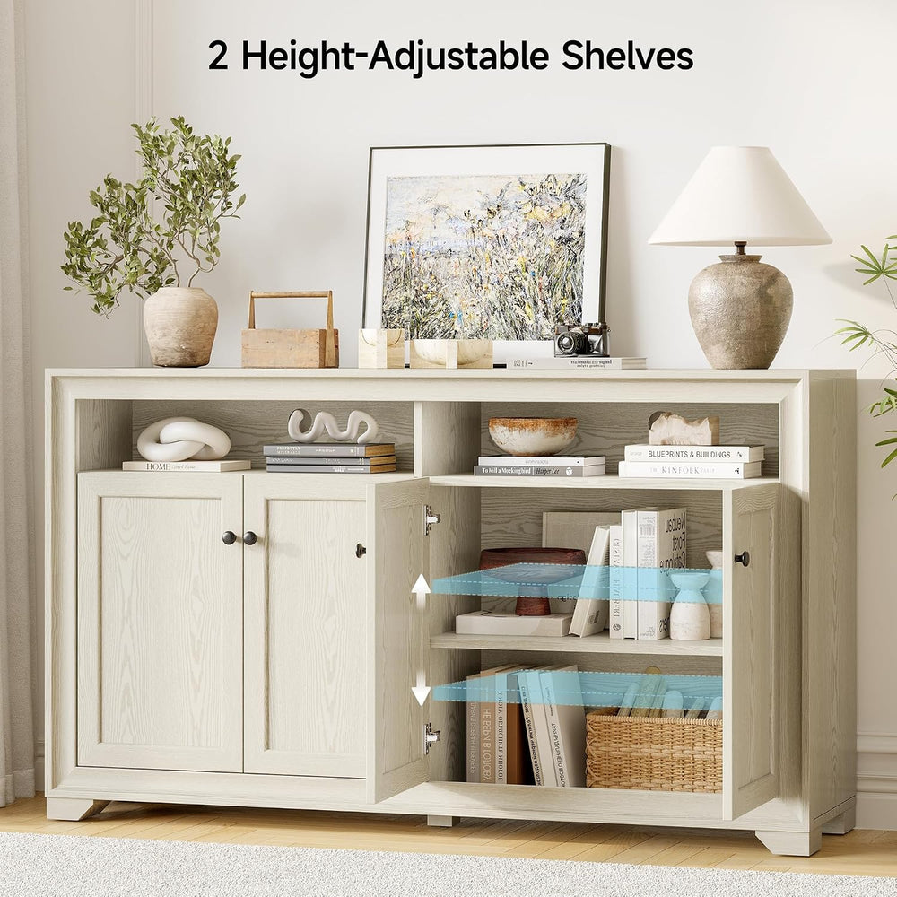 ONBRILL 60 Inches Sideboard Buffet Cabinet with Storage and 4 Doors, White