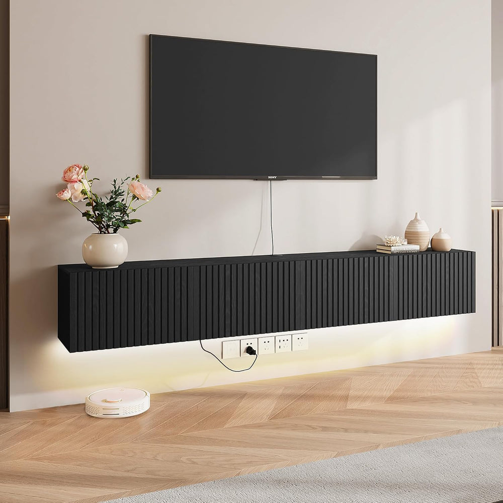 DHMAKER 71“ Floating TV Stand Wall Mounted w/Power Outlet for TVs up to 80"