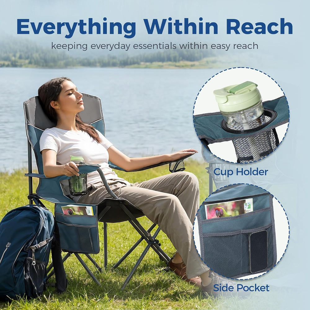 Oversized XL Camping Chair 2-Pack with Mesh Back, Blue