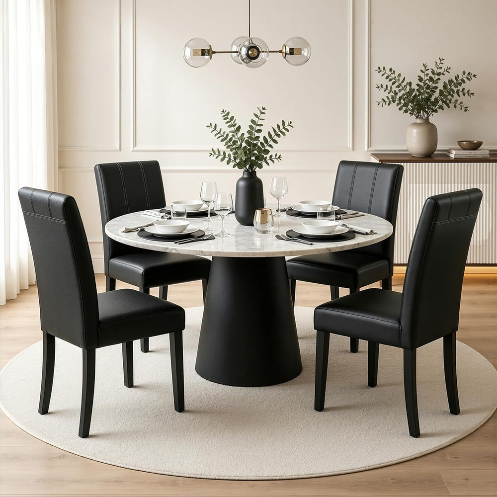 CHUN YI Dining Chairs Set of 2, Faux Leather Dining Room Chairs, Upholstered ...