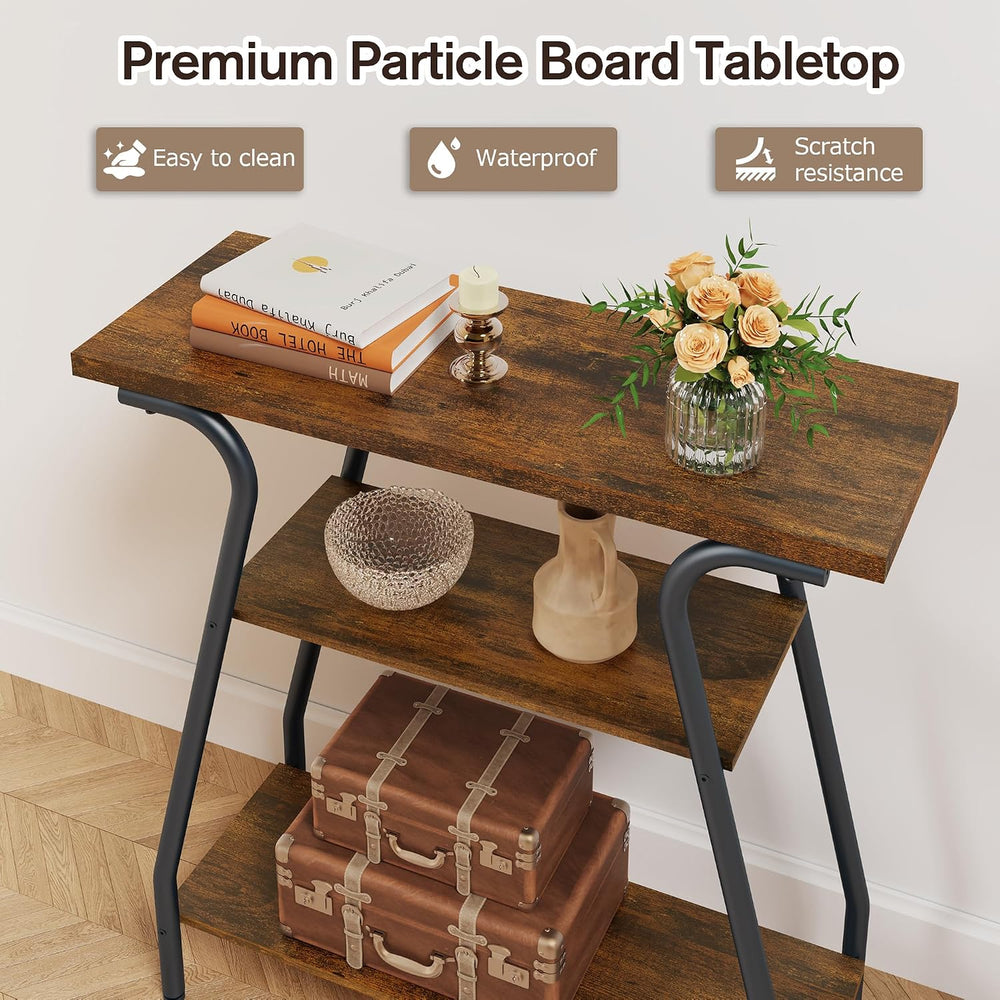 FAVOOSTY Console Table for Entryway, 3 Tier Narrow Entryway Table Open Shelve...