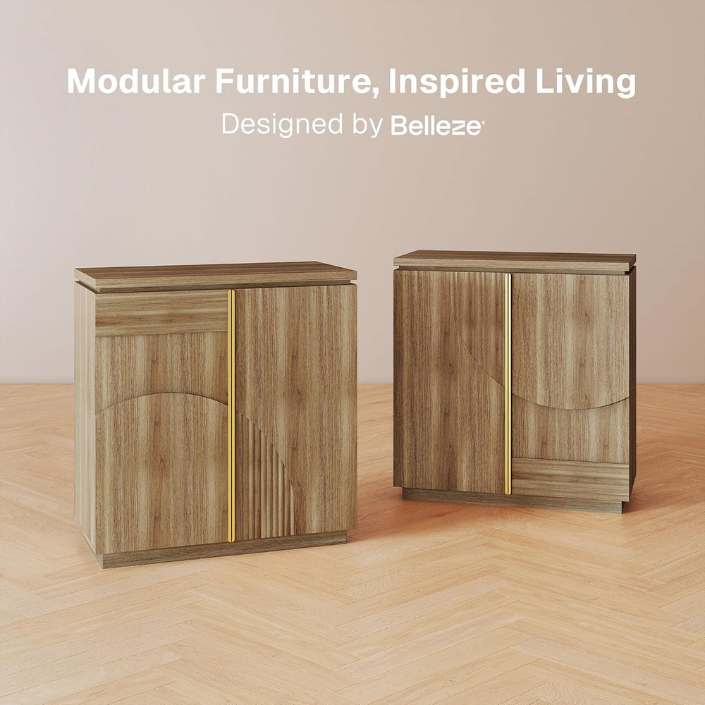 BELLEZE 31" Kassi Sideboard Buffet Cabinet - Camel