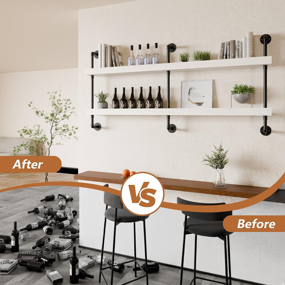 Bar Shelves, Wall Mounted Wine Rack, White, 60 Inch
