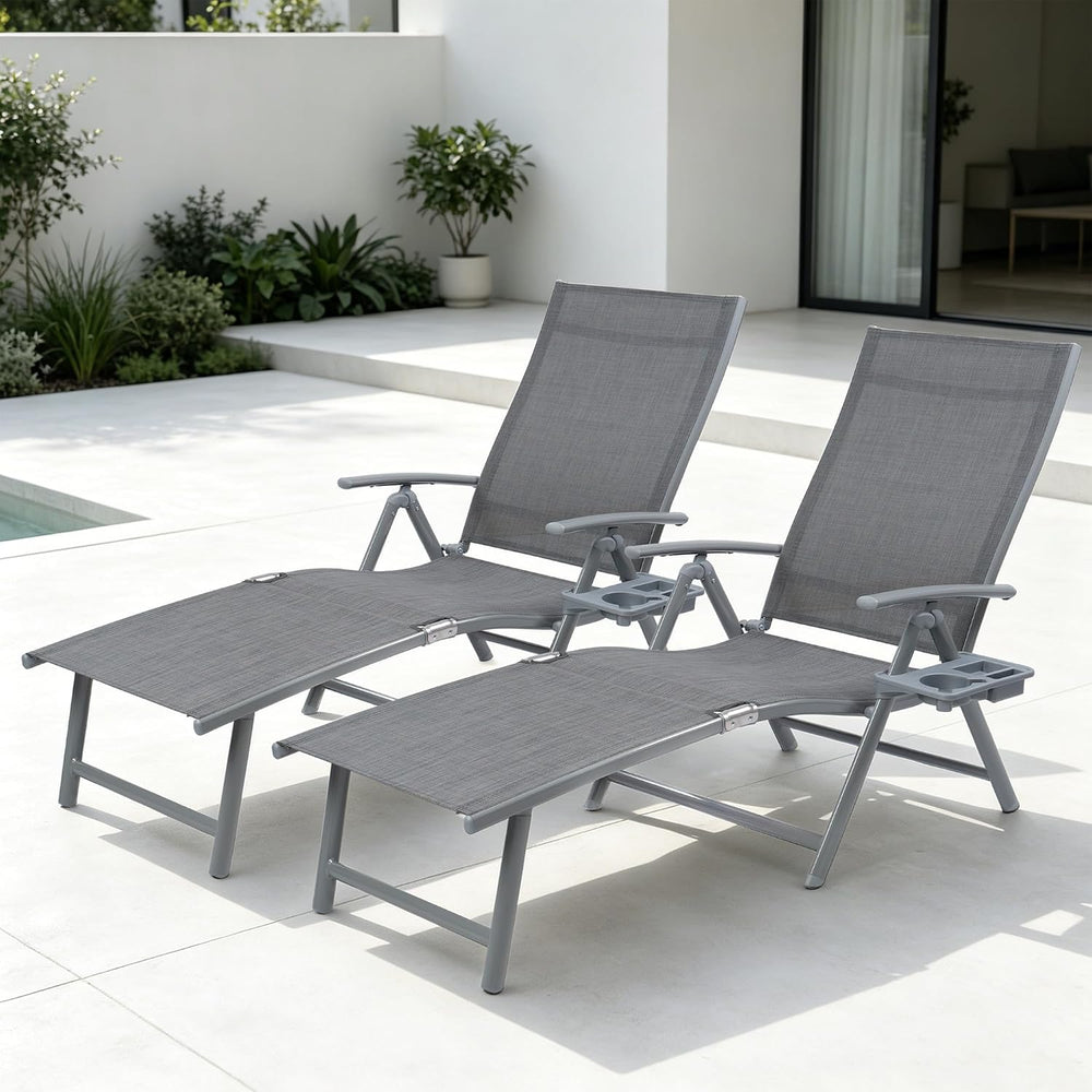 Kozyard 2 Pieces Aluminum Outdoor Chaise Lounge Chairs