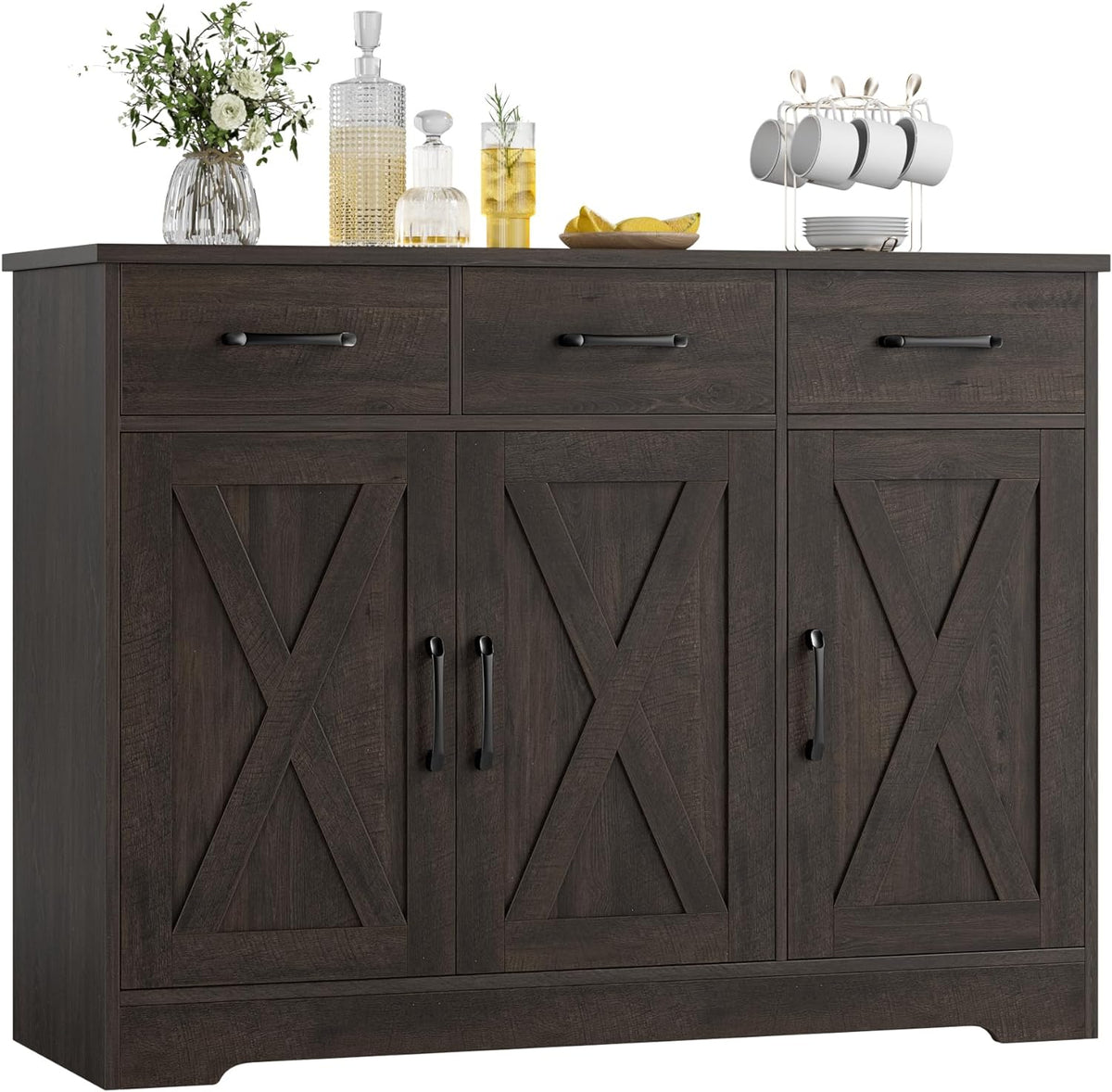 HOSTACK Kitchen Buffet Cabinet with Storage, Sideboard Coffee Bar, Brown
