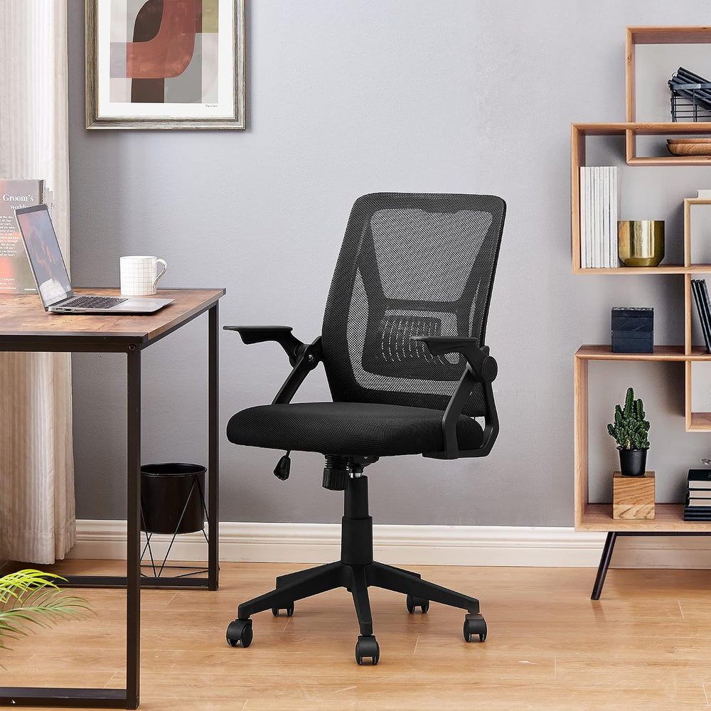 VECELO Mid-Back Swivel Ergonomic Office Chair with Adjustable Arms, Mesh Lumb...
