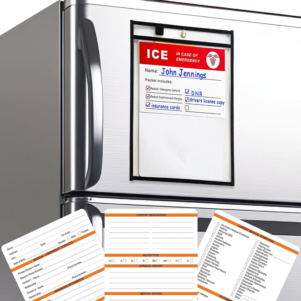 Emergency Medical Information Kit for Fridge – “File of Life” Style Magnet Pa...