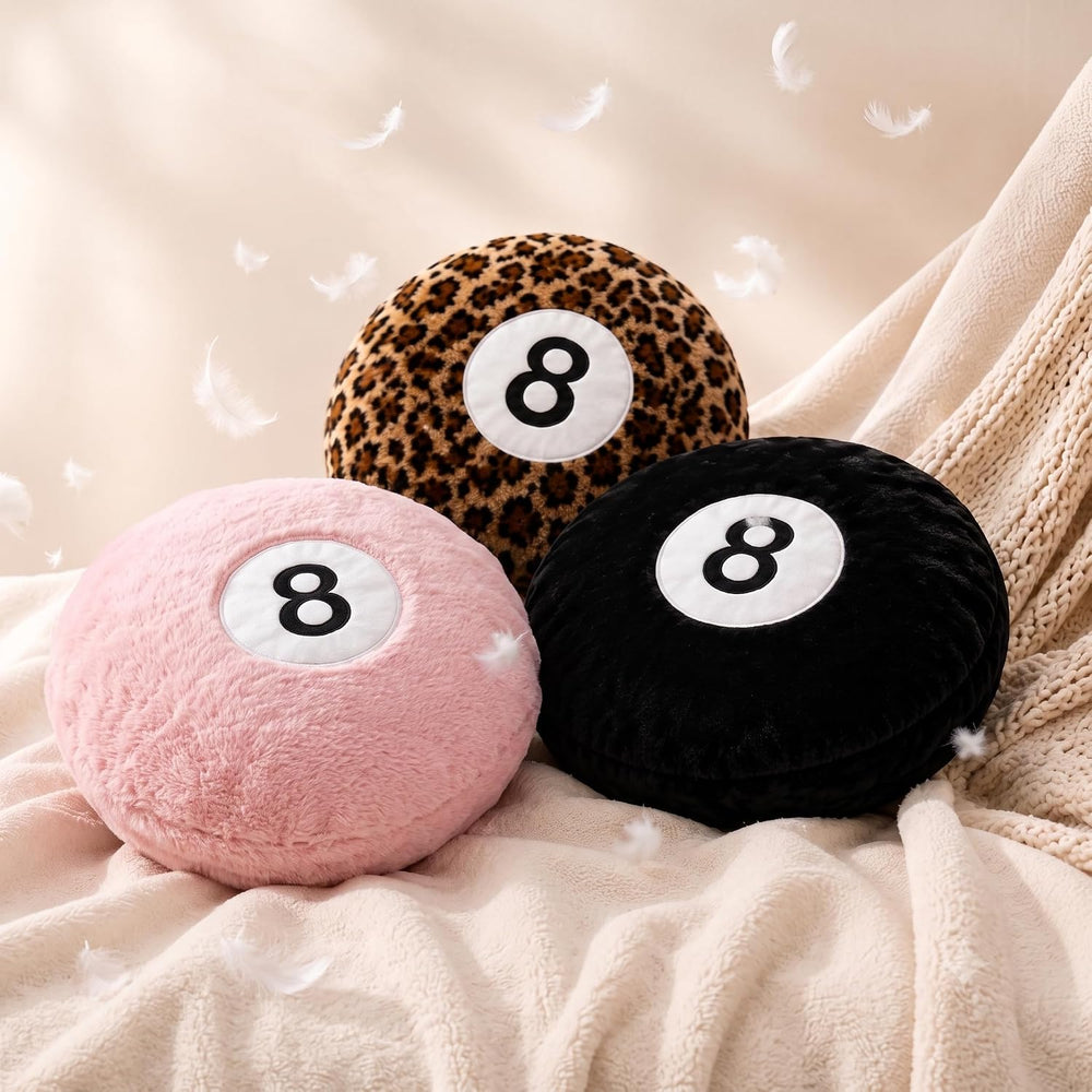 3 Pcs 8 Ball Pillow Cheetah Print Pillow, Pink & Black & Cheetah