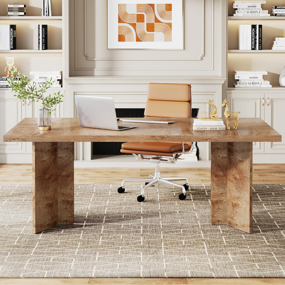 Tribesigns 63-inch Executive Desk, Vintage Home Office Computer Desk with Lar...