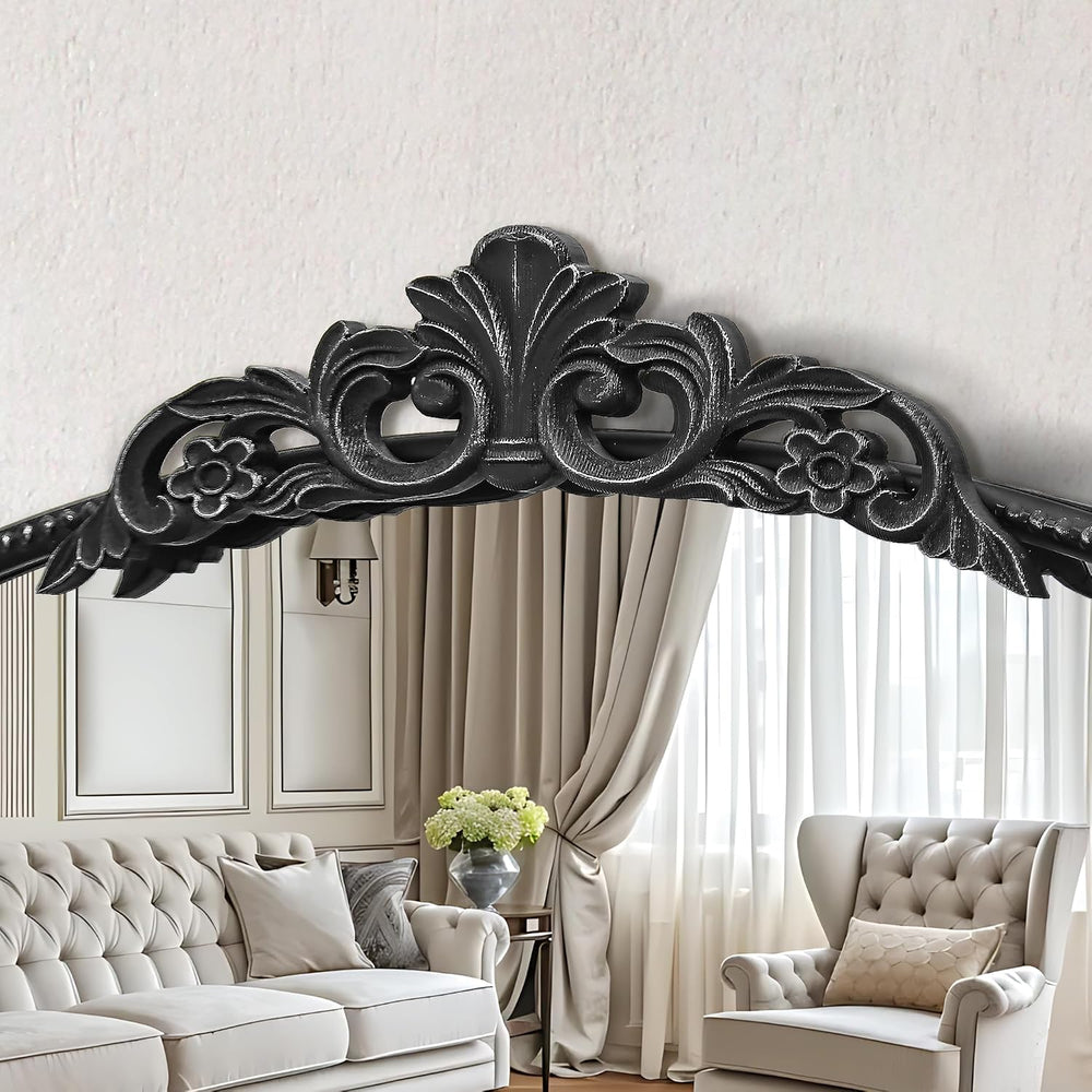 Micasso Vintage Black Arched Mirror: 36"x29" Baroque Antique Wall M...