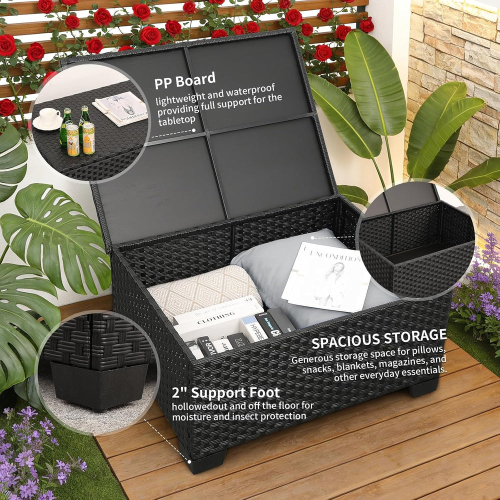 Rattaner Patio Wicker Furniture Set 6 Pieces Outdoor HDPE Wicker Conversation...