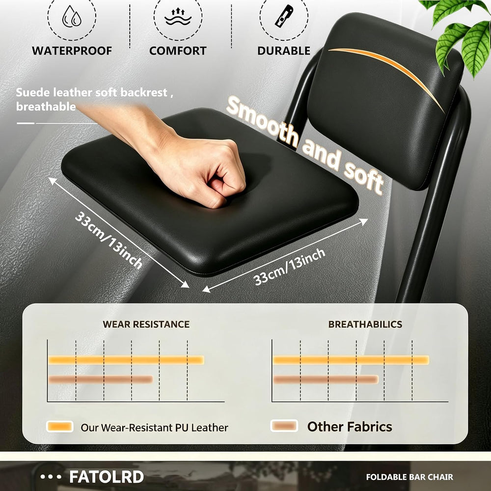 Folding Stool with Back,1Pcs Tall Foldable Stool 29.5 Inch