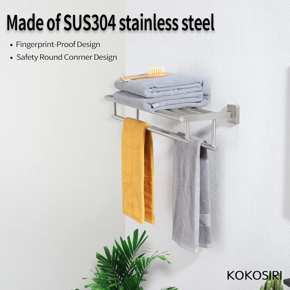 KOKOSIRI 20 Inch Towel Rail Towel Shelf with Double Towel Bars Bathroom Towel...