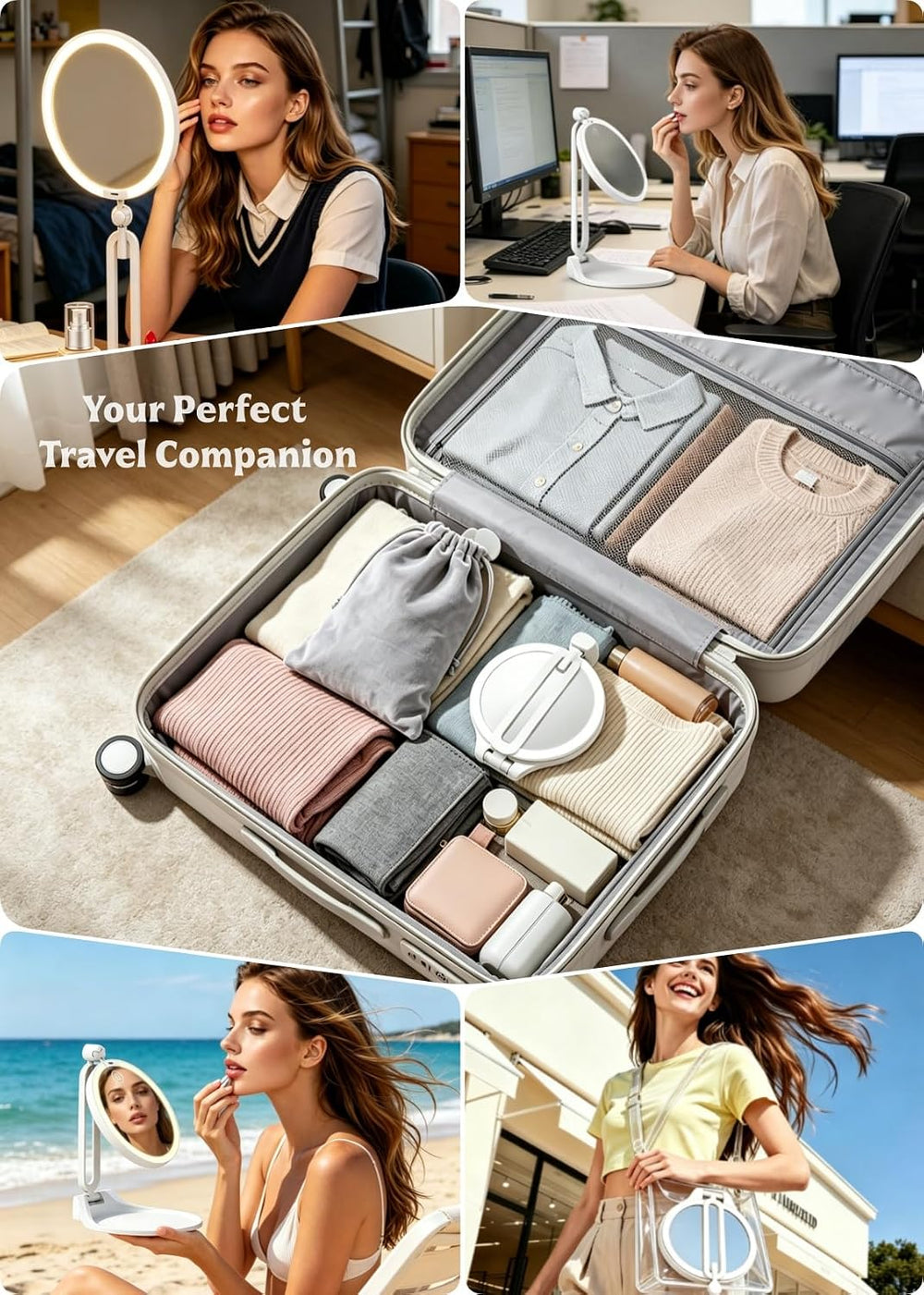 Travel Mirror with Light Makeup 1X/20X Magnifying Lighted Mirrors
