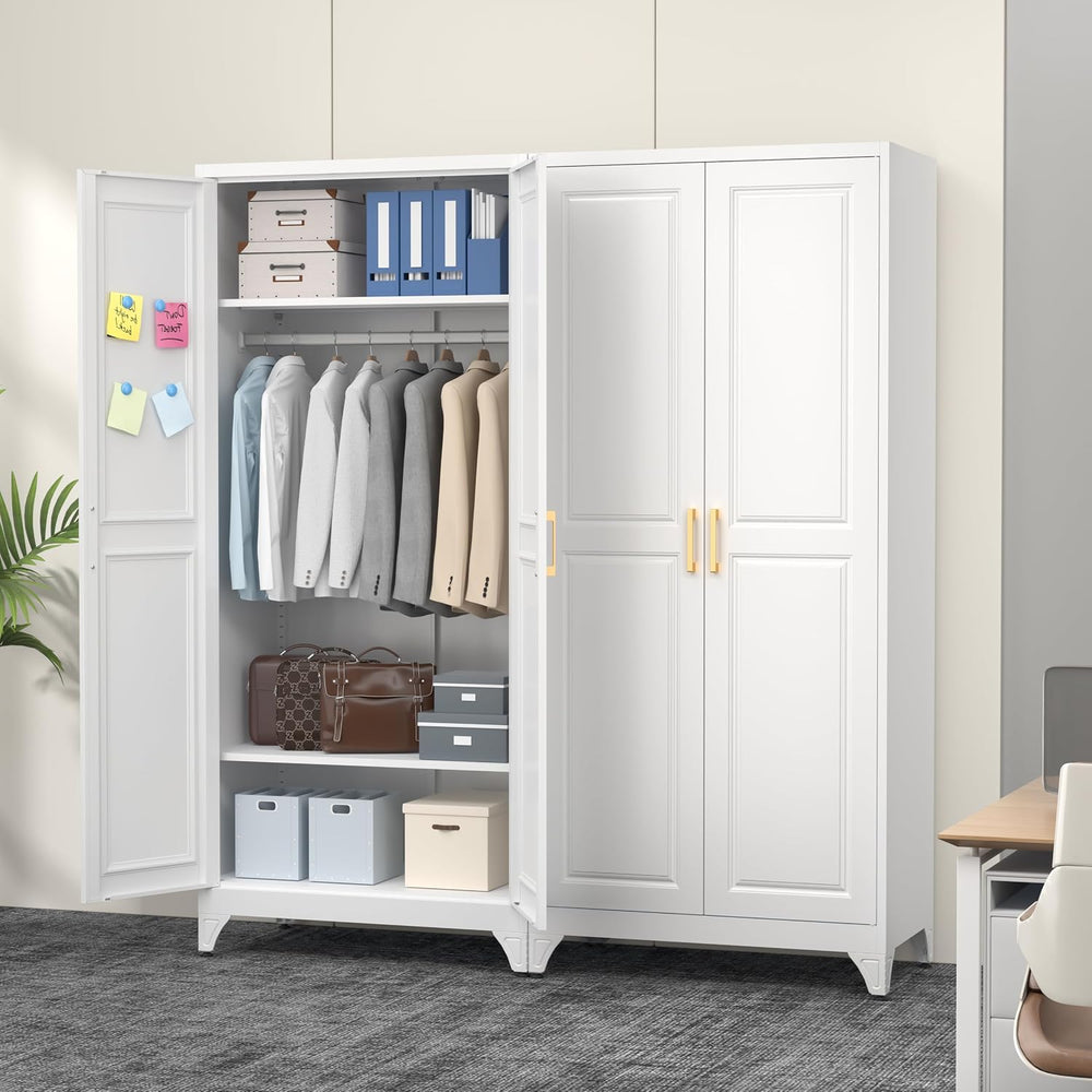 Polup 71" Metal Armoire Wardrobe Closet with Doors and Adjustable Shelves